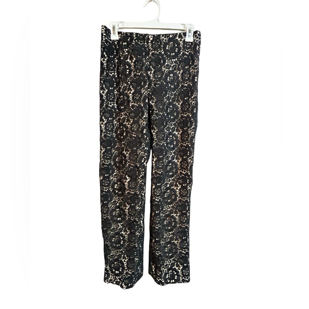 Etcetera Women's Black Floral Lace Pants Ranunculus Size 0 - Picture 2 of 12